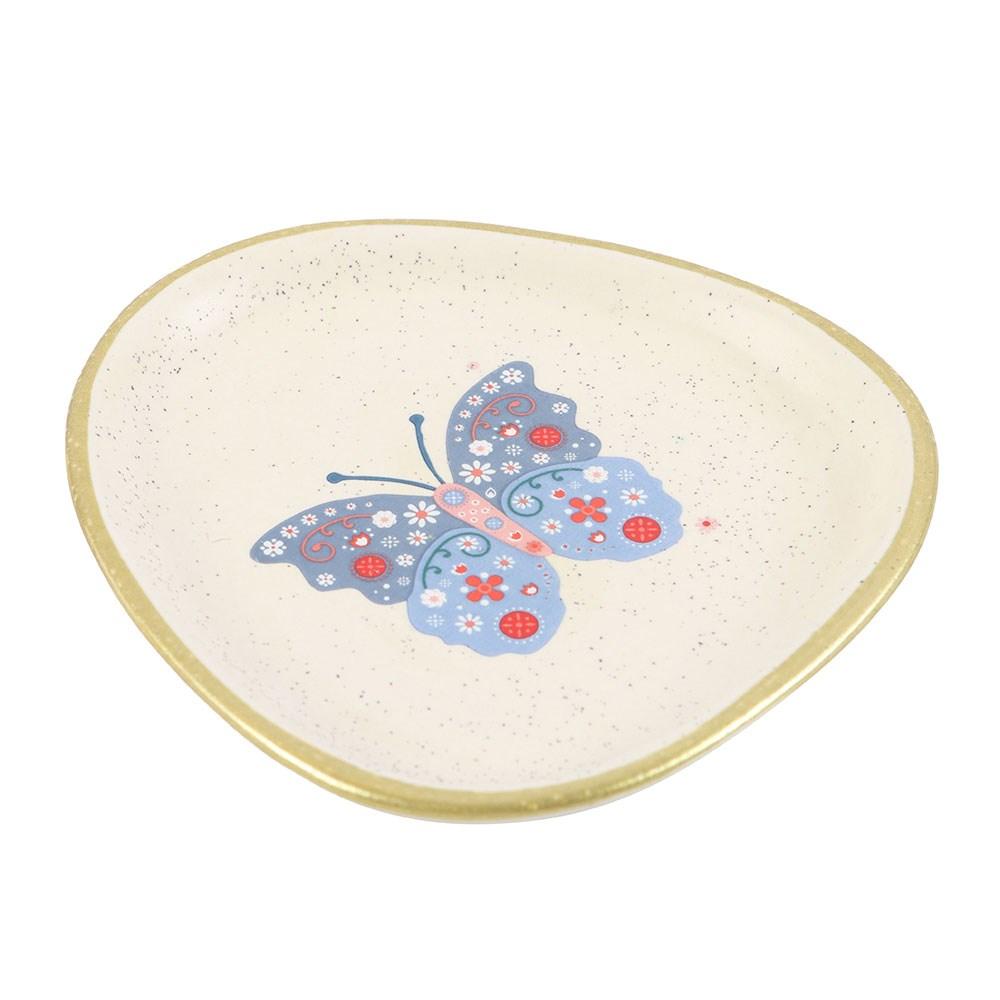 Something Different Floral Butterfly Ceramic Trinket Dish