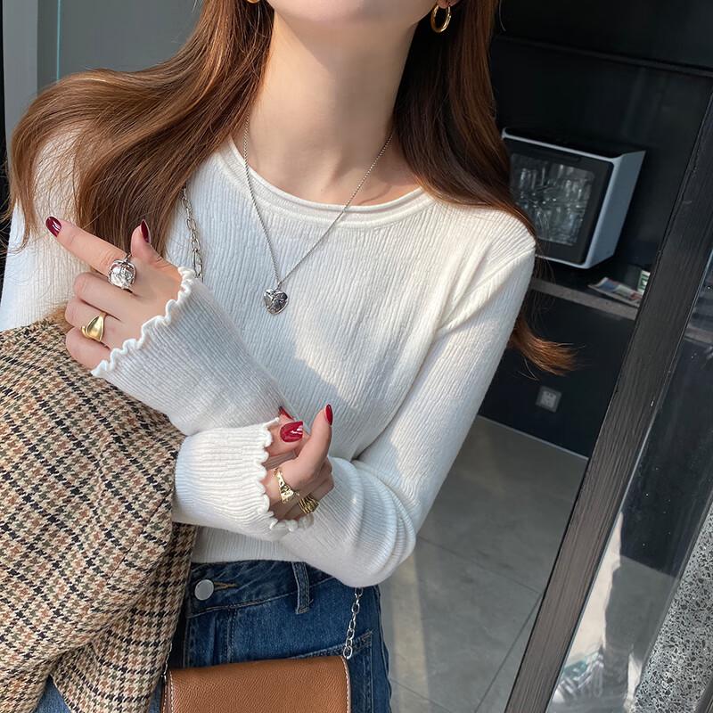 

Женский трикотажный топ с длинным рукавом и круглым вырезом для базового слоя One Size