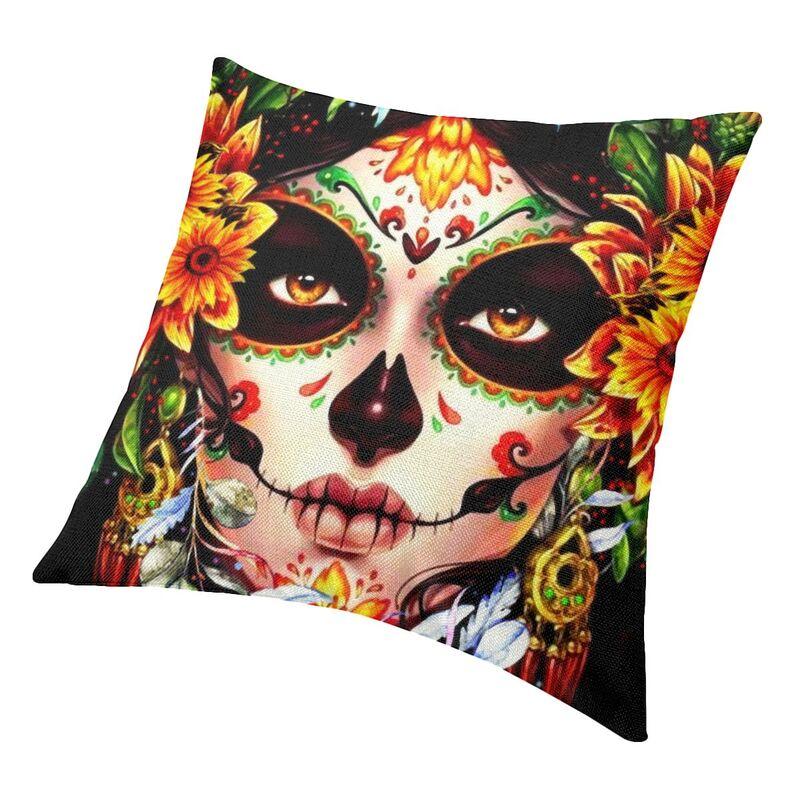 Catrina Cushion Cover Double Side Print Mexican Sugar Skull Girl Floor Pillow Case Living Room Custom Pillowcase Home Decoration