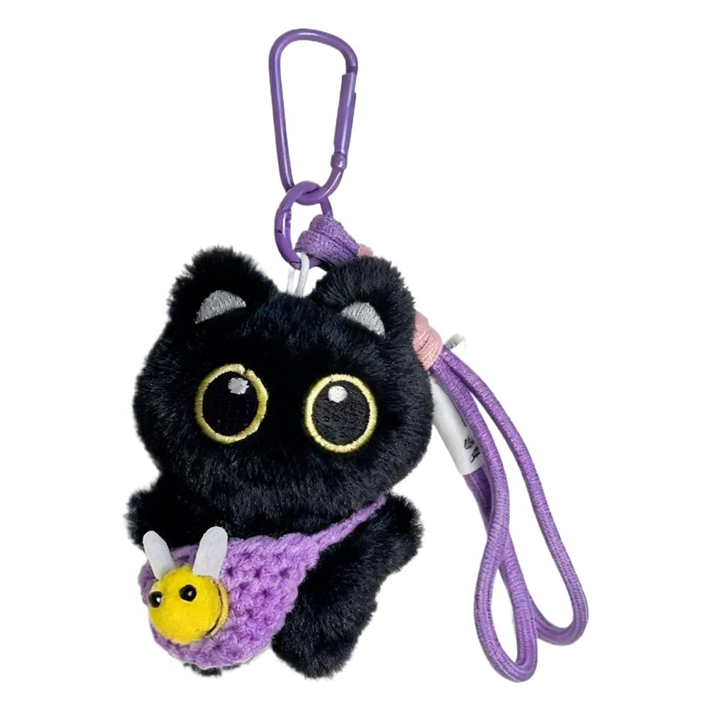 Cute Black Cat Plush Doll Series Toy keychain Decor Bag Pendant For Women Creative Charms Keyring Accessories Gift