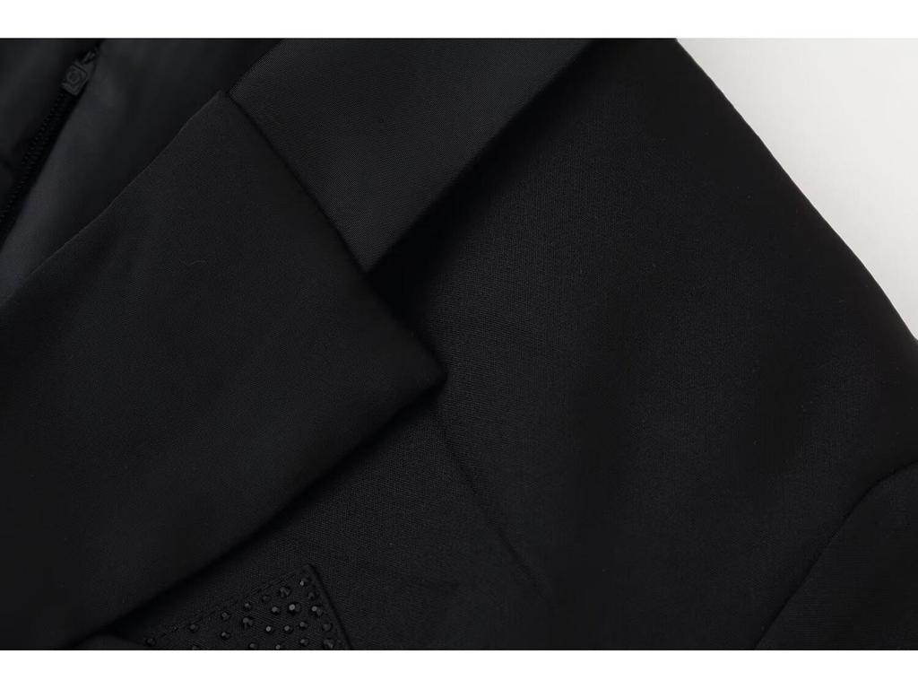European & American Style Fashionable Silk Satin Lapel Jacket with Rhinestone Embellishments - Women's Suit Dress New Arrival