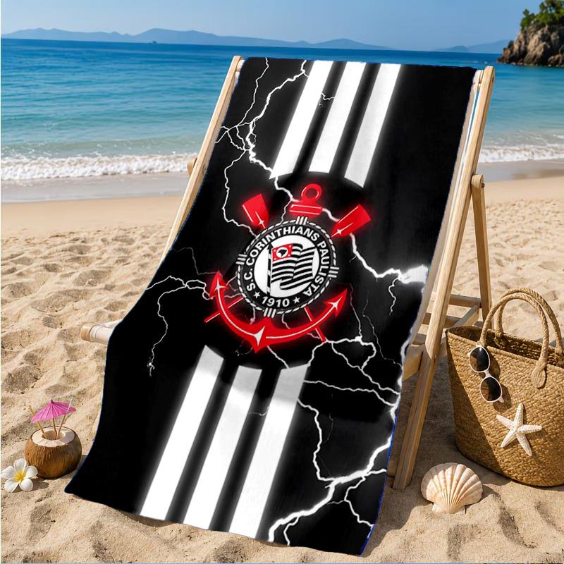 Sportverein Fußballwappen Bedrucktes Mikrofaser-Strandtuch, Weich und Saugfähig, Schnelltrocknend, Ideal für Sommerreisen, Strand-Essential, Schwimmbad