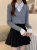 Women's Knitted Sweater Autumn Winter Shirt Collar Sweater Long Sleeved Top Fashion Clothing