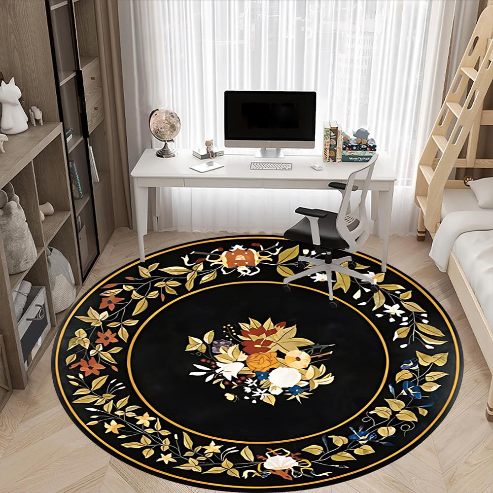 1PC Floral Decorative Chair Carpet for Office Non-Slip, Lightweight, Machine Washable Rug for Office, Sleeping, Room - Holiday Decoryy251009085