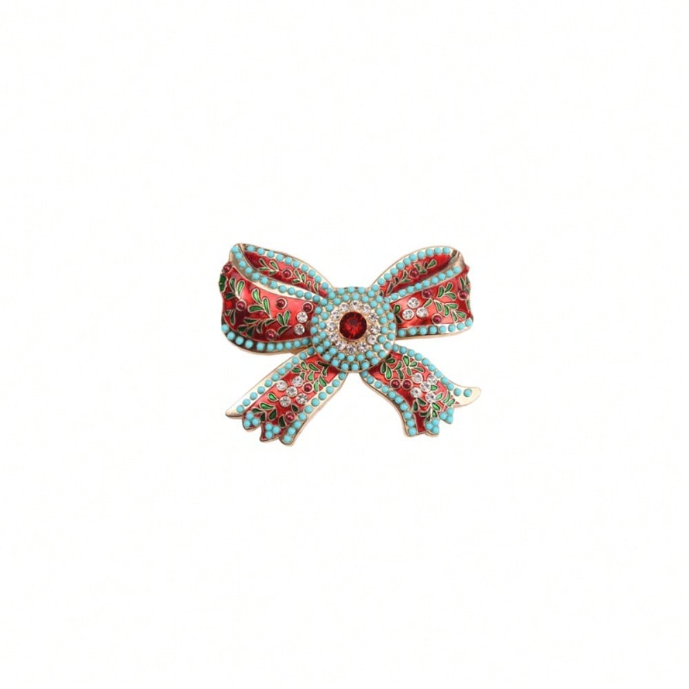 Retro Pearl Bow Brooch for Women, Elegant Enamel Rhinestone Pin for Coat Dress Decoration, Vintage Style Jewelry Gift for Her