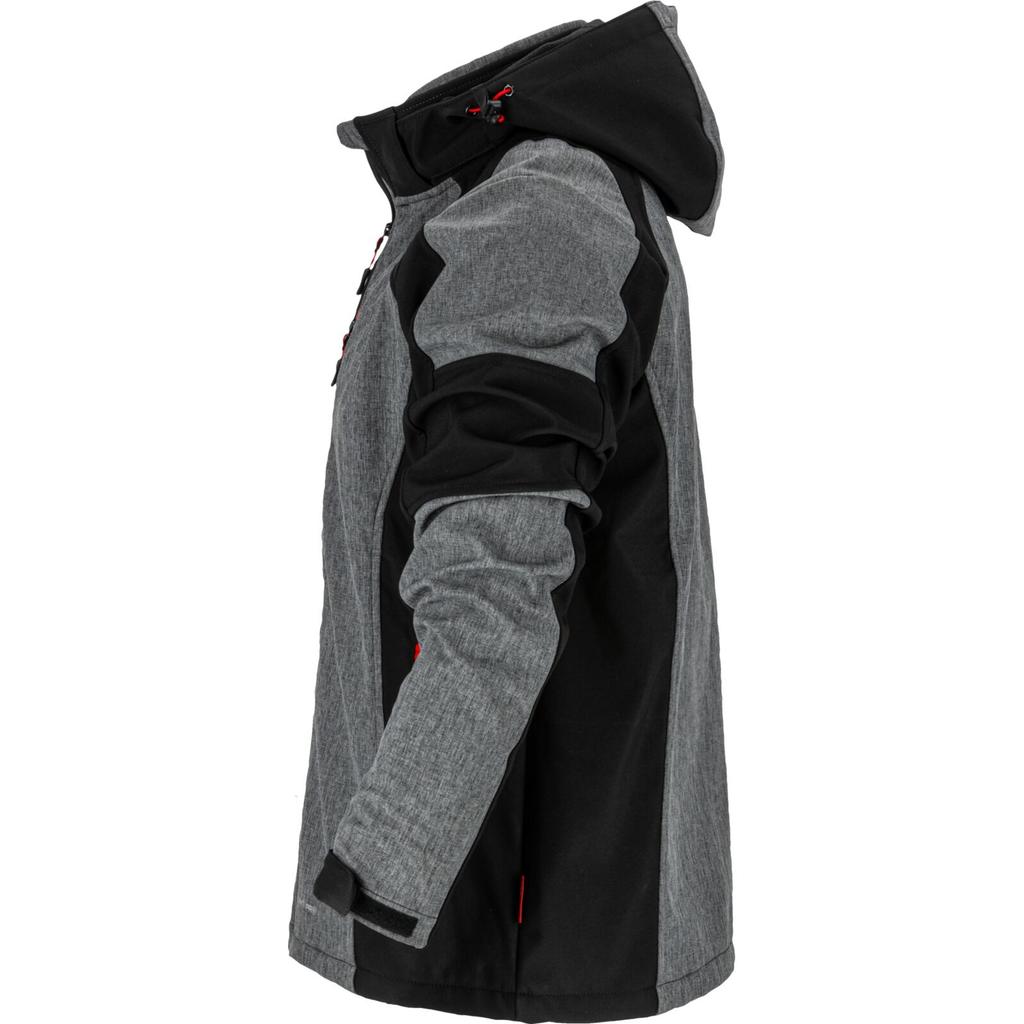 Softshell Jacket With Hood, Gray-Black-Red, "", Ce, Lahti