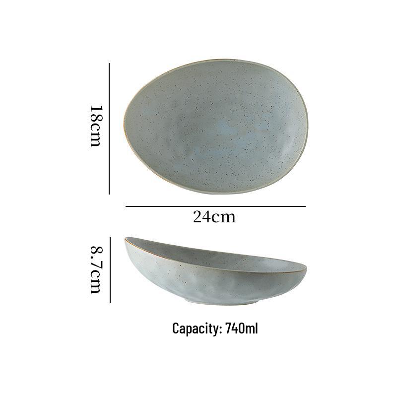 Japanisches Retro-Keramikgeschirr: Grobes Steingut Dessert-, Suppen- und Pastateller für Restaurants oder Hotels