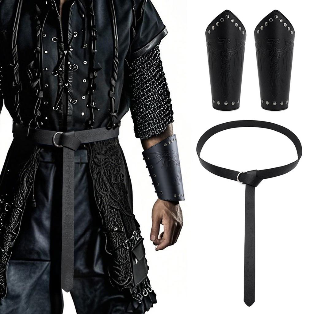 Renaissance Wikinger Kostüm Zubehör, Mittelalterliche Piraten Leder Armschienen Gürtel Halloween Renaissance Cosplay Kostüme