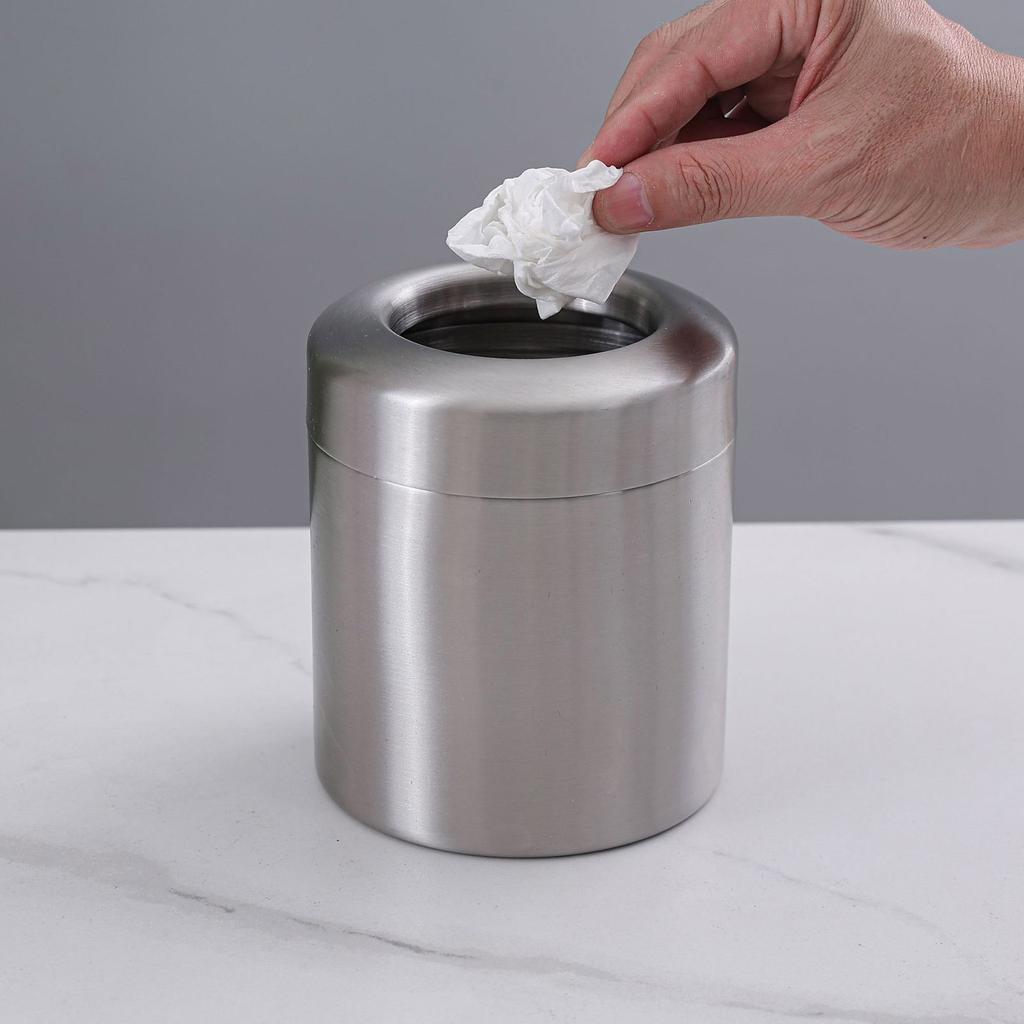 Kosz na śmieci ze stali nierdzewnej, mały kosz na śmieci na blat, 1,5 l, z pokrywą obrotową lub bez, kosz na śmieci na blat biurowy