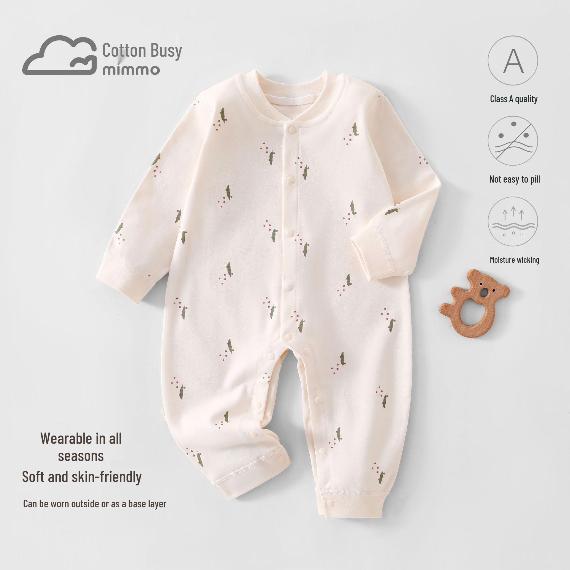 Unisex Baby Long Sleeve Cotton Bodysuit - Tagless Autumn/Winter Newborn Jumpsuit 66cm