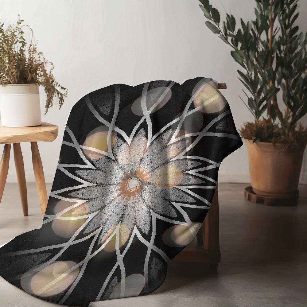 Printed Geometric Pattern Blanket - Abstract Floral Design Sofa Bed Throw for Women Men Kids Gift