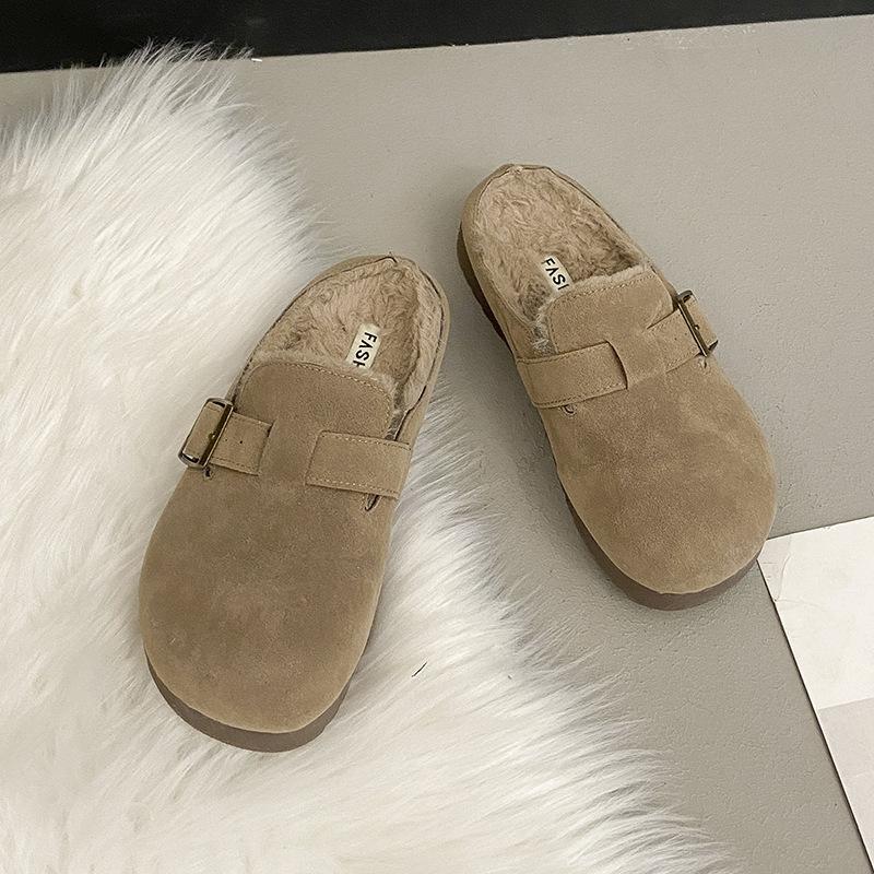 Women's Baotou lightweight and comfortable a footstirrup heightening winter warm cold padded non-slip wear-resistant leisure sports cotton slippers