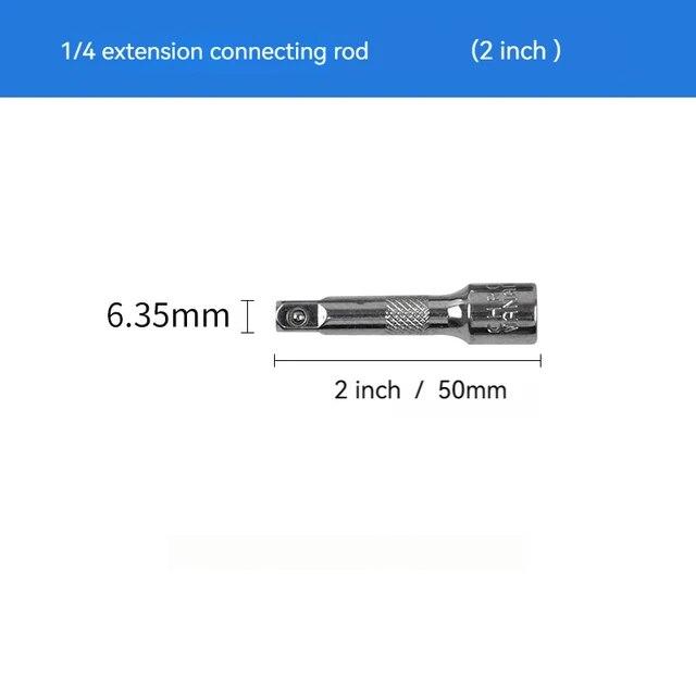 1/4 3/8 1/2 Socket Ratchet Wrench Extension Bar 50/75/100/125/150/250mm Long Bar Steering Sleeve Connecting Rod Accessories
