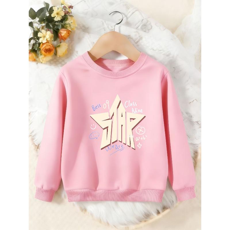 Unisex Kids Crewneck Sweatshirt, Graffiti Star Best Of Class Nine Print Pullover, Boys Girls School Casual Sweatshirt For Kids Over 4 Years Old