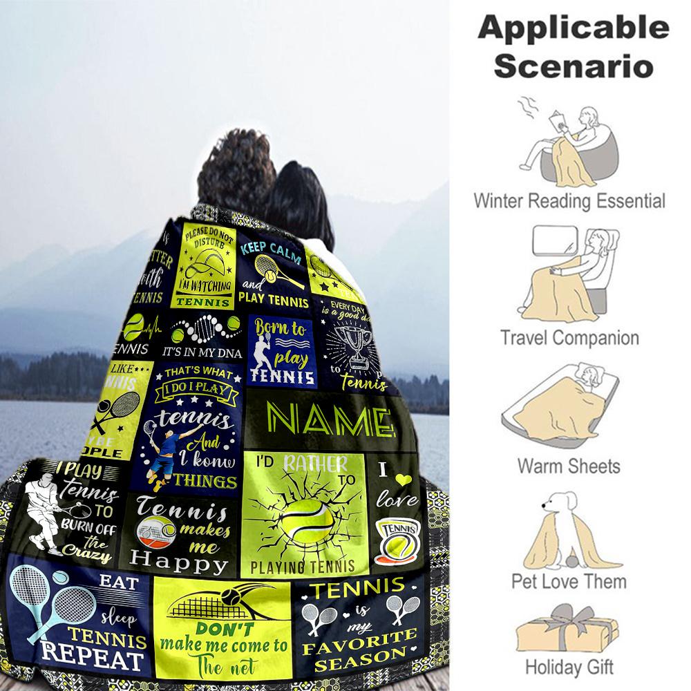 Tennis6666 Personalized Name Blanket Gift Personalized Blanket Ultra-Soft Suitable for Home Decor Picnics Couch Chair All-Season Use