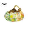 Transparent Pumpkin Figurine Mini Hand Blown Glass Ornament, Collectible Thanksgiving Halloween Handmade Decor Faux Crystal Hanging Decoration