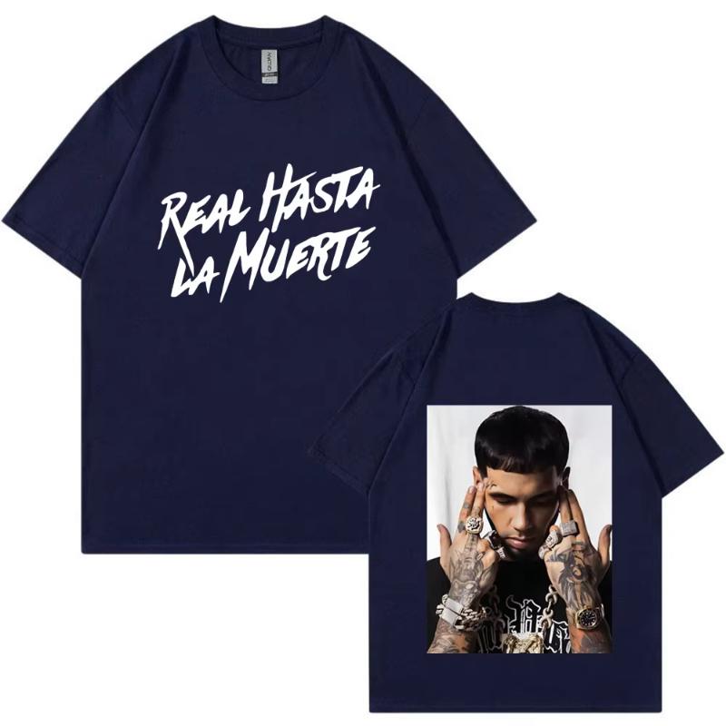 Rapper Anuel AA Real Hasta La Muerte T Shirt Men Casual Cotton T-shirts Fashion Hip Hop Vintage Oversized Tee Shirt Unisex