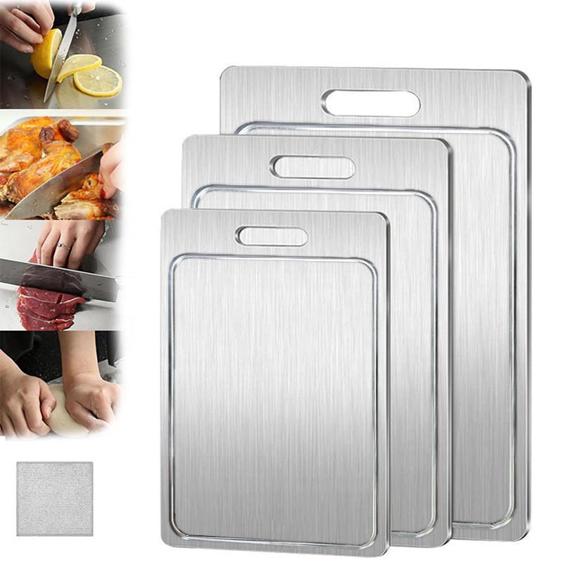 New 304 Hanging Style Kneading Board Double Sided Kitchen Vegetables Cutting Board Stainless Steel Chopping Board
