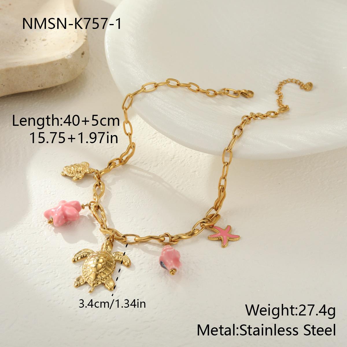 GEMCHIC Women s Beach Sea Turtle Starfish Shell Pendant Necklace Layered Chain Jewelry