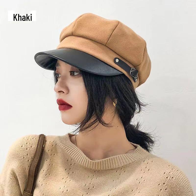 

Женский шерстяной берет: Модная кепка-утка в корейском стиле, теплая и стильная восьмиугольная модель для осени и весны Adjustable