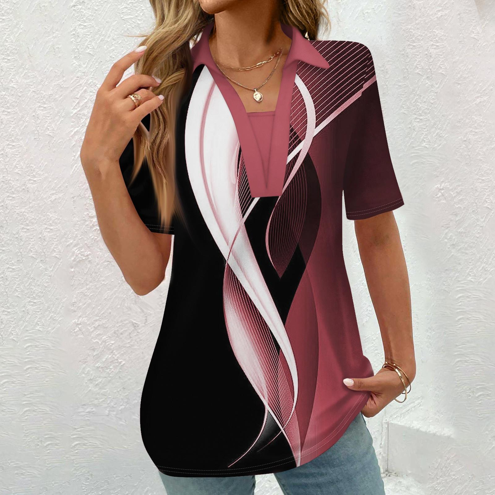 

Женская модная повседневная рубашка с коротким рукавом с винтажным принтом на пуговицах, блузка XL арбуз красный