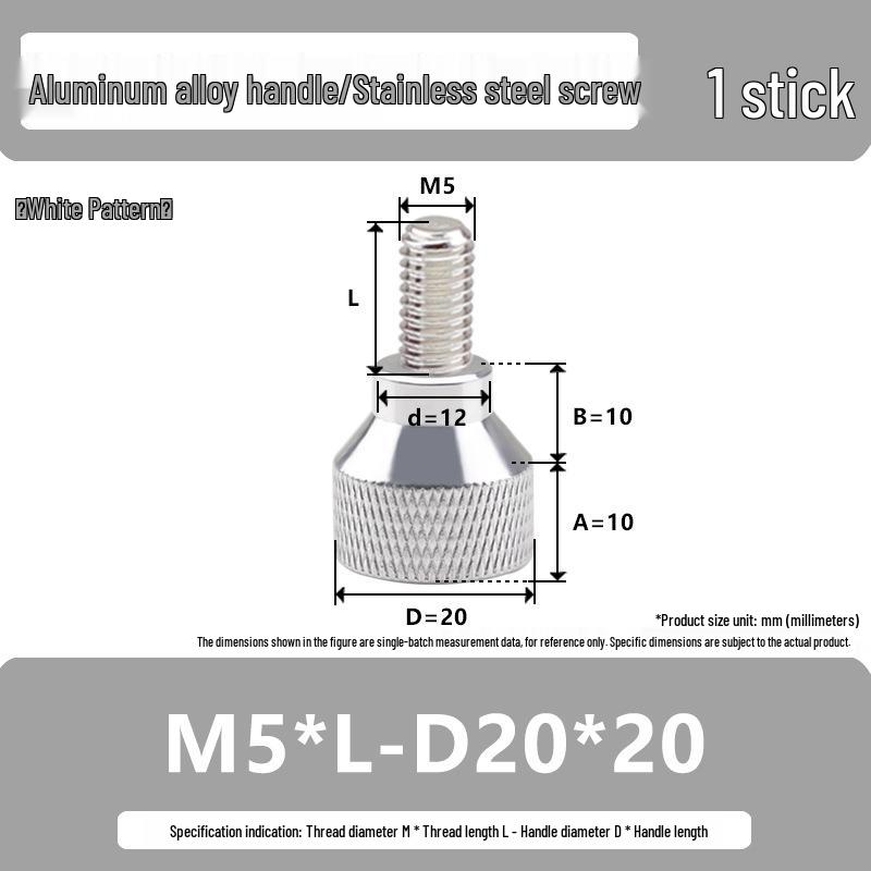 M5 Knurled Set Screw with Adjustable Gauge Bolt and Aluminum Alloy Handle, Stainless Steel Hand-Tightening Screw