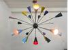 Mid Century 24 Multi Color Shade Metal Big Sputnik Chandelier Light Designer Ceiling Fixture Mid Century Ceiling Light Fixture