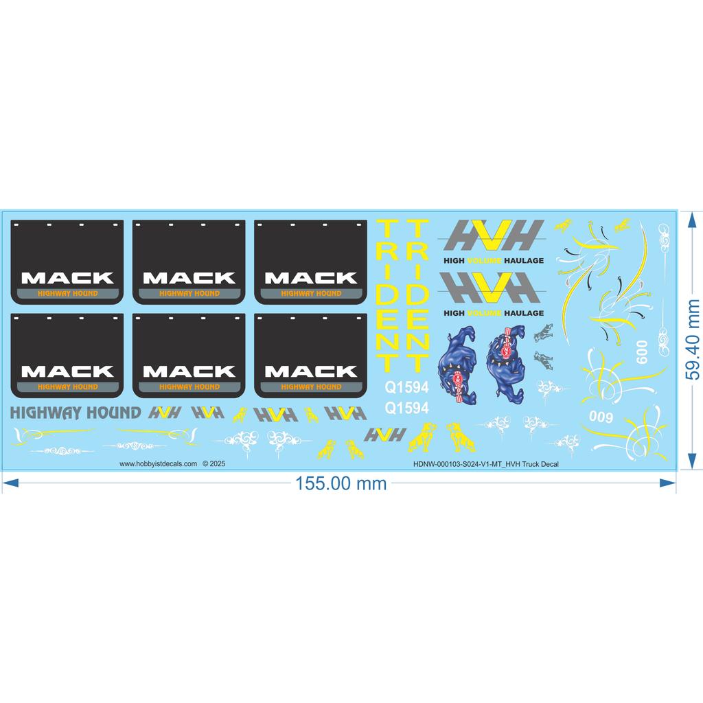 HVH Truck Decal - 1/24 - Water Decal