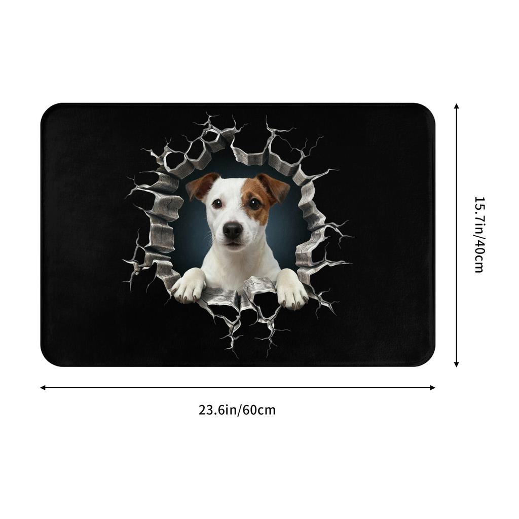 Breaking Through Jack Russell Terrier Doormat Non-Slip Kitchen Bathroom Mat Bedroom Balcony Door Floor Entrance Carpet Rug