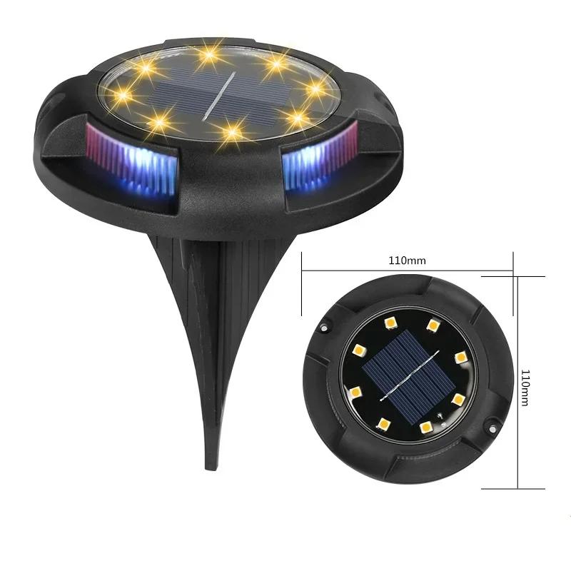 4PCS 12LED Solar Power Disk Light Outdoor Garden Solar Underground Light Deck Light Spotlight Buried Solar LED Lamp Garden Decor