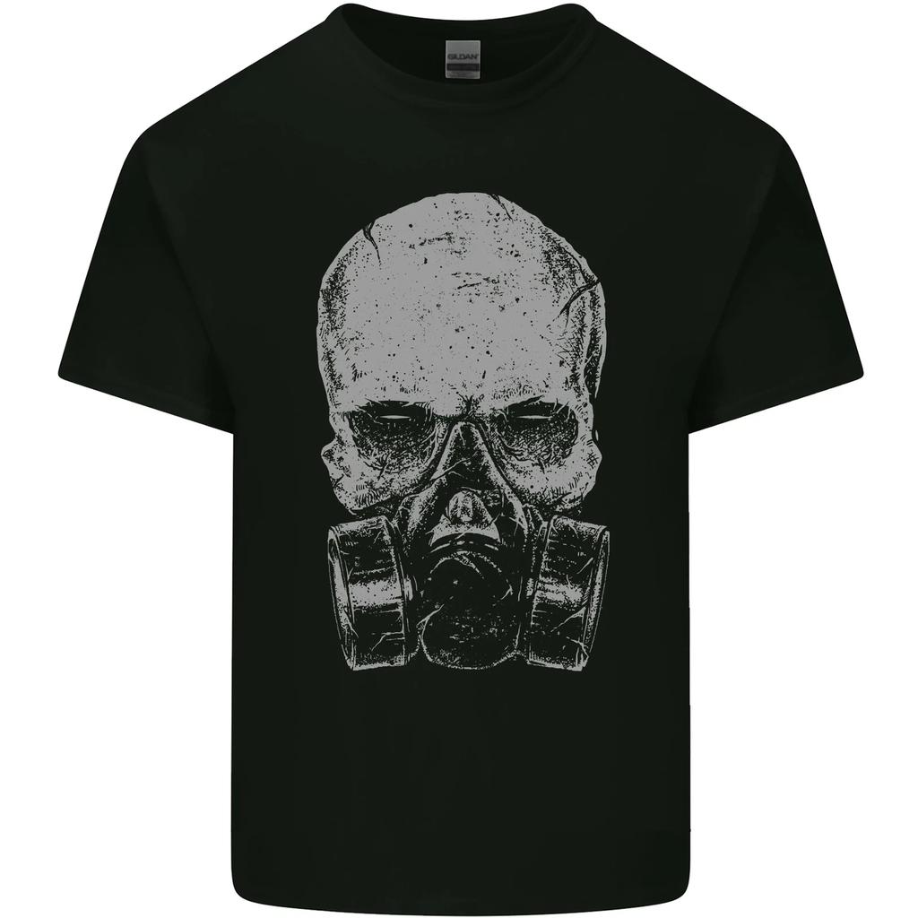 Grey Skull Gas Mask Biker Gothic Kids T-Shirt Childrens
