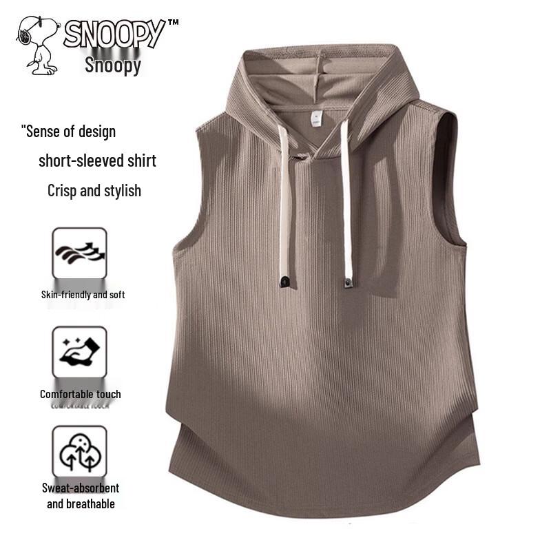 Snoopy Men s Hooded Sleeveless Casual Sport Top L