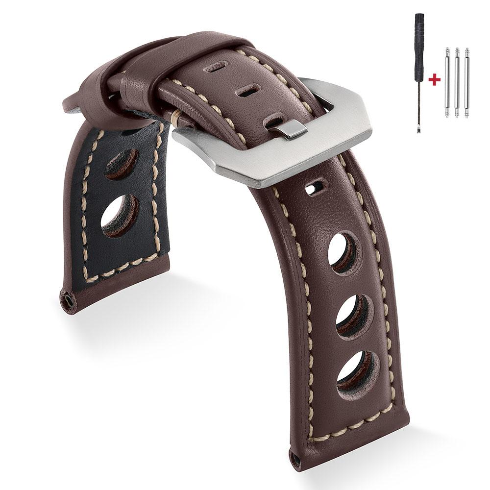 Vintage Cowhide Watch Strap Bracelet Breathable Genuine Leather 20mm 22mm 24mm 26mm Watchband Men's Watch Band with Pin Buckle