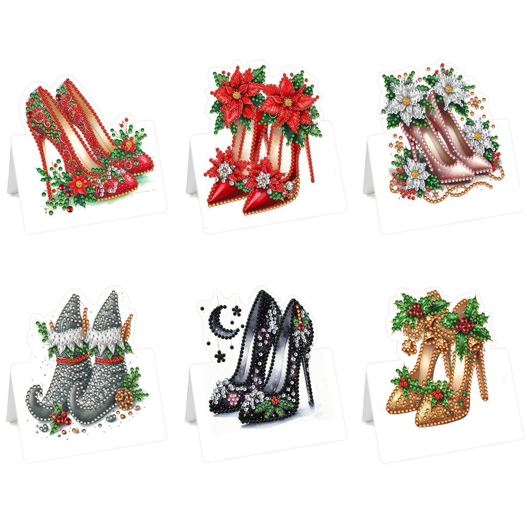6Pcs Christmas Birthday DIY Diamond Painting Greeting Card Kit with Envelopes for Beginner Adult Birthday Holiday Blessing