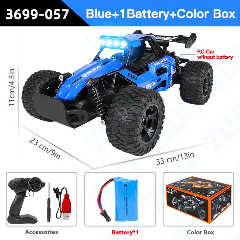 1:12 1:16 20KM/H RC Car With LED Lights 2.4G Alloy Off-Road High Speed Vehicle Remote Control Cars Toys for Children Gifts