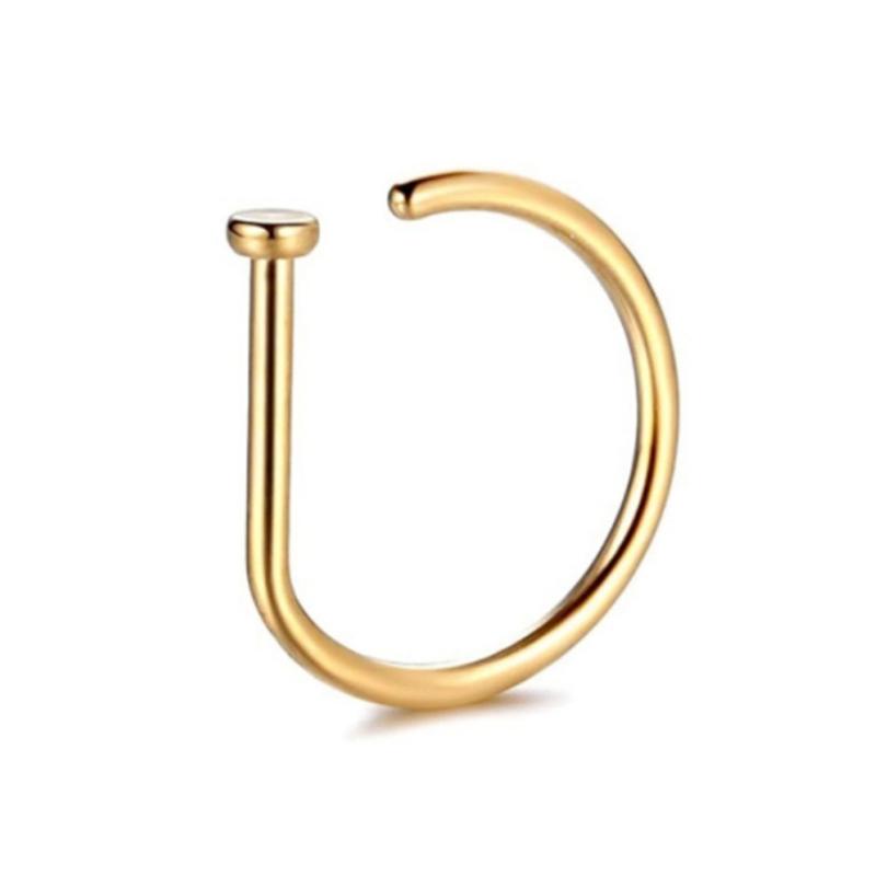 Curved Barbells Fake Nose Ring D-Shaped Tragus Helix Hoop Ring Stainless Steel Septum Ring Piercing Jewelry for Unisex