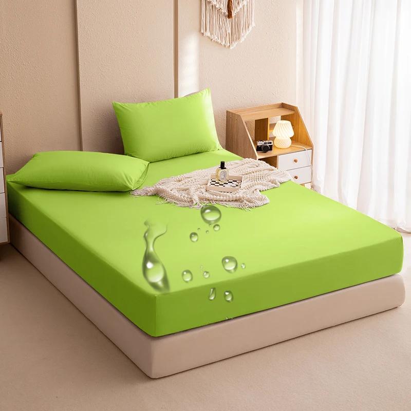 2025 Solid Color Waterproof Bed Sheet,Single Bed/Double Bed Fitted Sheet,Dustproof and Anti-Slip Mattress Protector