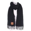 Great LOEWE Scarf Anagram logo patch fringe long black mohair Women Used