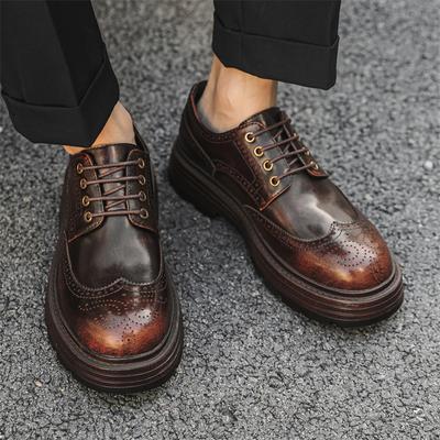 Pantofi din piele naturală cu platformă pentru bărbați, stil britanic, ascuțit, ținută de afaceri, birou, versiune coreeană, pantofi pentru bărbați cu creștere în înălțime