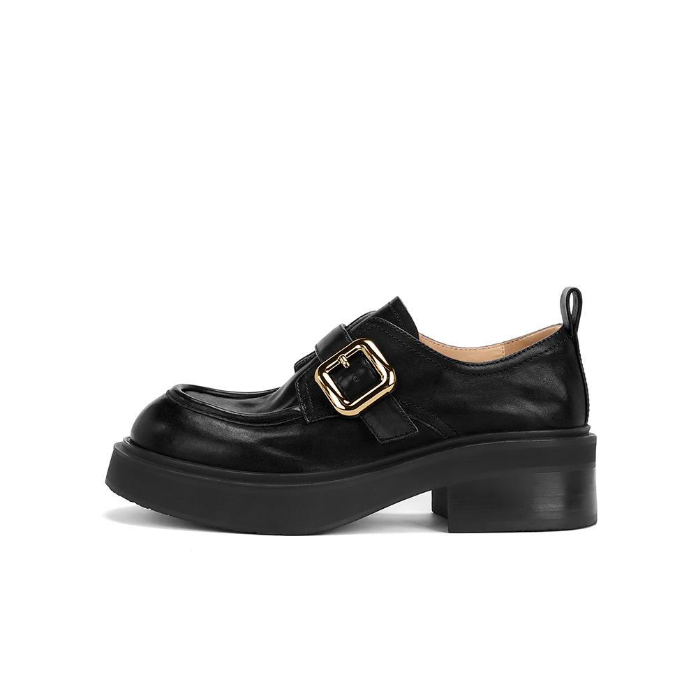 

[Su Yinyin of the same style] does not fade~ washed shrinkage pattern small man increases height thick-soled loafer single shoes women s small leath 34