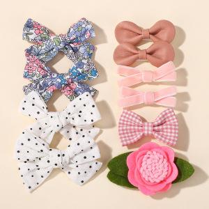 Children'S Hair Accessories Set Baby Printed Hairpin Card Flower Fabric Hairpin Christmas Set 2302