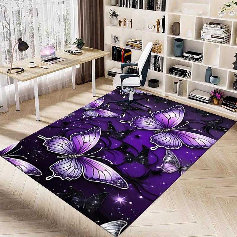 1PC Butterfly Purple Carpet Ultra Soft, Thick & Absorbent, Non Slip Machine Washable Mat for Entryway