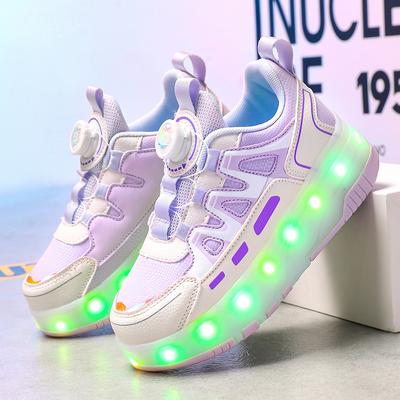 Four Wheel Roller Shoes Boys Girls Walking Casual Outdoor Sports Slide and Shrink School Students LED Shoes Sneakers