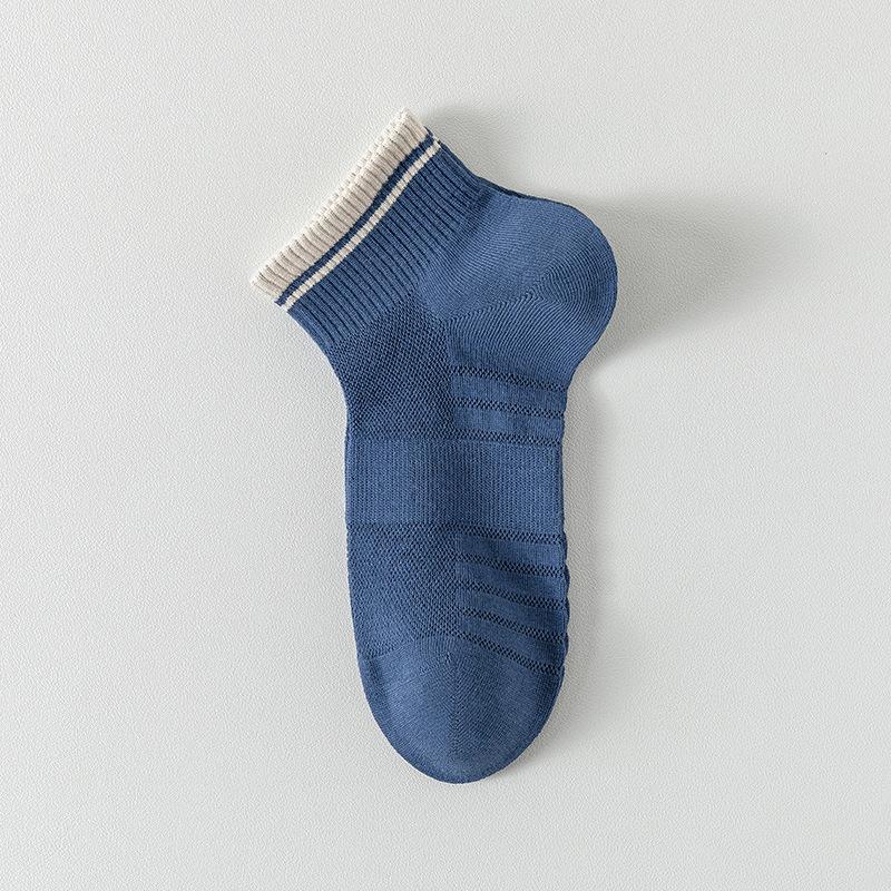 Men's Summer Pure Color Cotton Net Anti Pilling Boneless Seam Head Cotton Socks