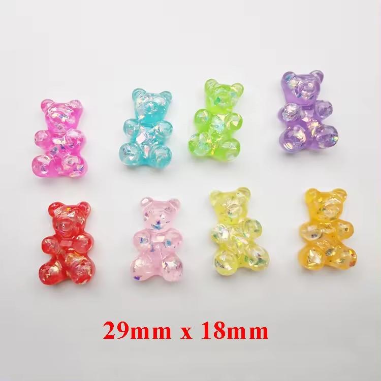 Hot Sale Jelly-Colored Bear Charm Flat Back DIY Earring & Keyring Accessories for Souvenirs Made of Artificial Resin
