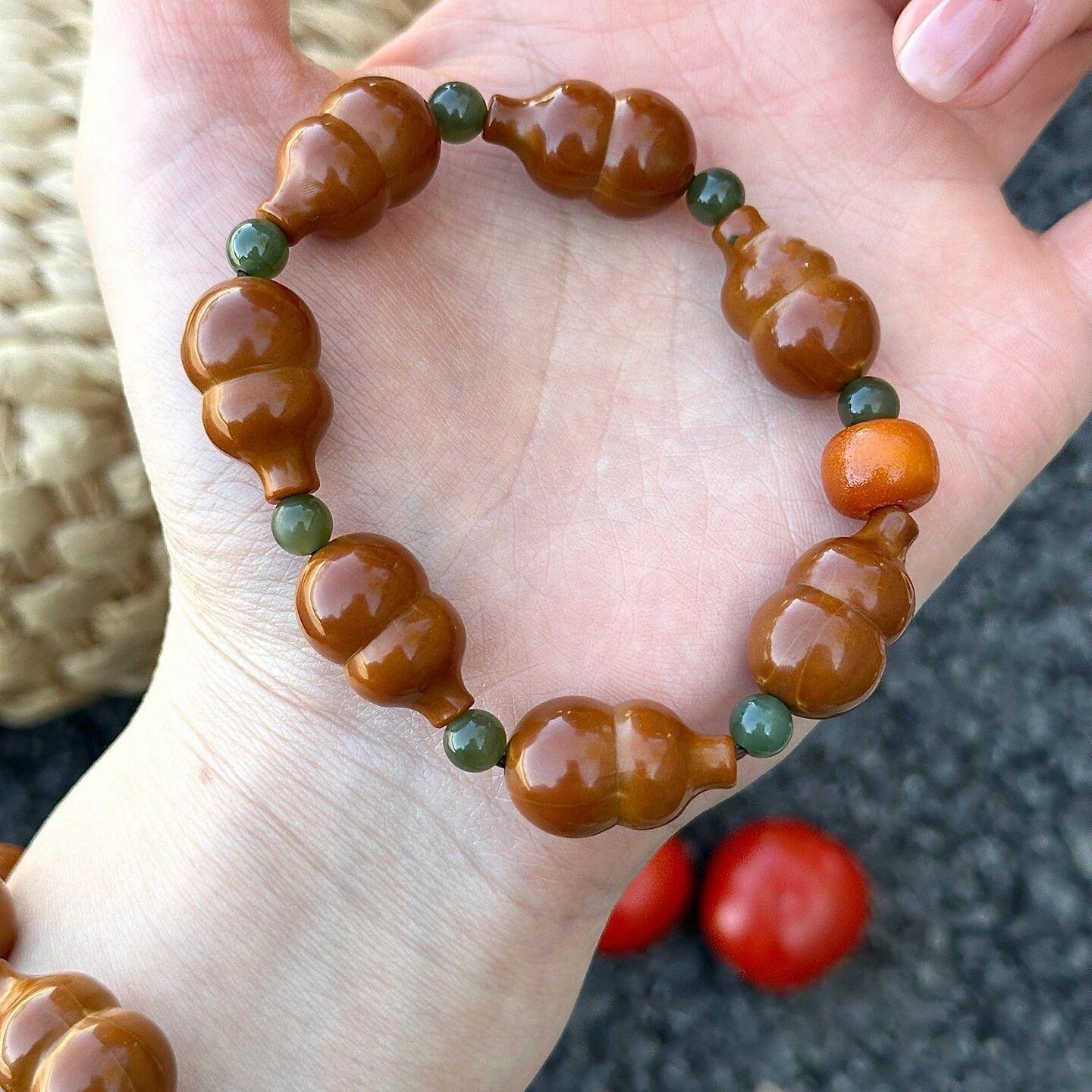 Double Fortune Olive Pit Bead Bracelet - Unisex National Style Blessing