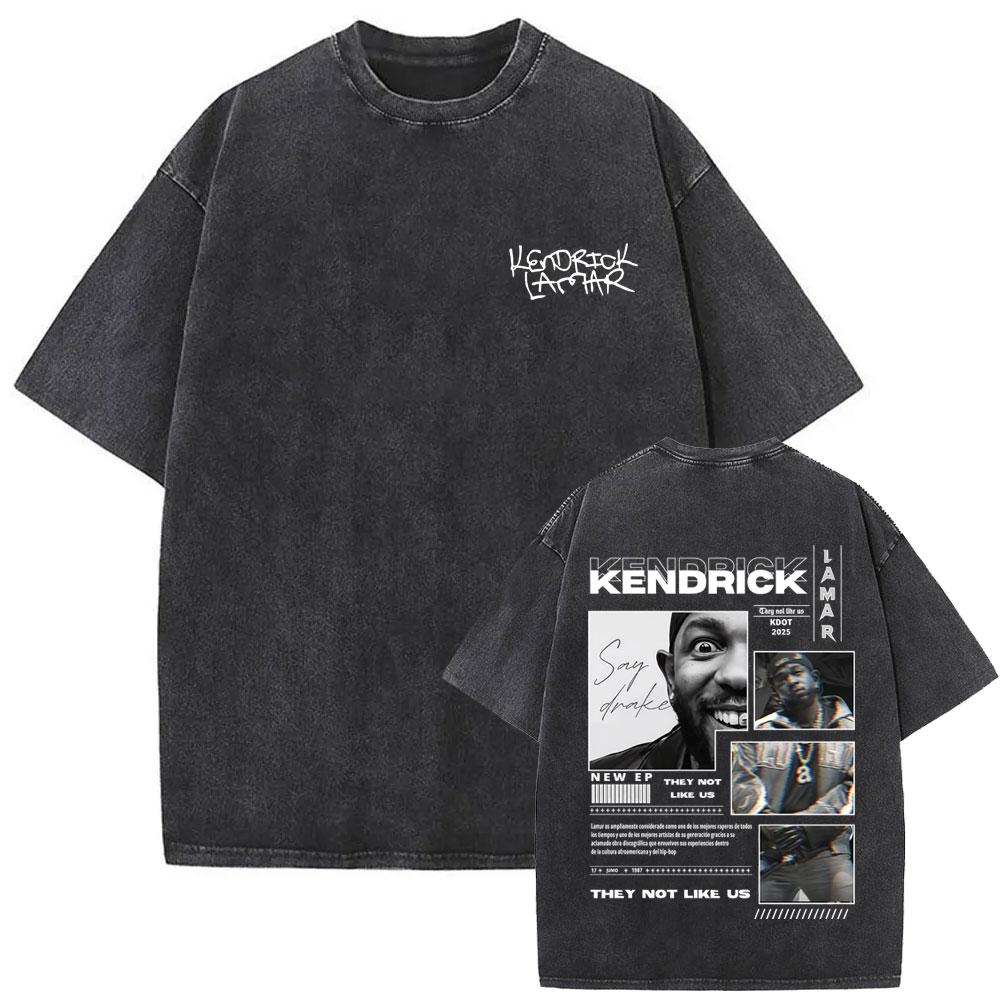Limitiertes Rapper Kendrick Lamar They Not Like Us Ausgewaschenes Vintage T-Shirt Sommer Herren Damen Hip Hop Übergroßes Street Crewneck T-Shirt