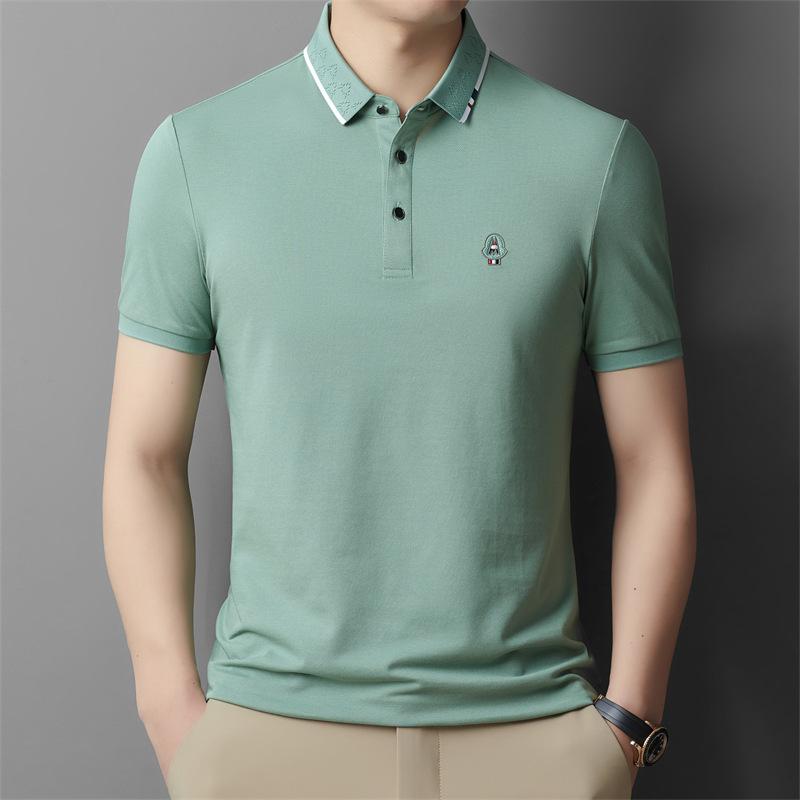 Summer New Solid Color Casual Polo Shirt Men's Business Lapel Thin Short-sleeved Breathable Men's T-shirt