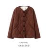 Kaslead New Arrival Women's Clothing Fashion Style Stylish Simple and Versatile Round Neck Long Sleeves Cotton Coat Jacket