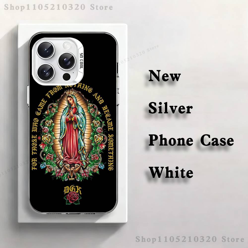 

G-Guadalupe Virgin Art Phone Case For iPhone 17,16,15,14,13,12,11,Mini,Pro,E,MAX White Matte Silicone Whtie Cover iPhone13PRO